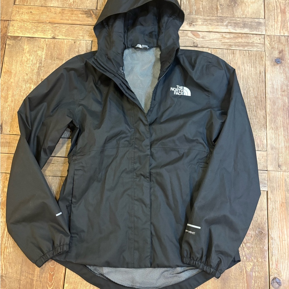 The North Face Black Hooded Rain Shell Jacket - kids large, size 12